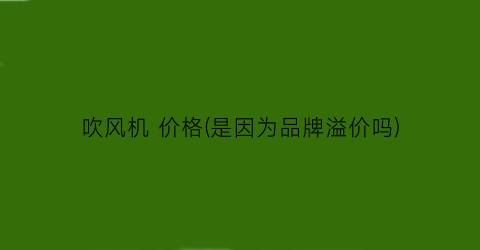吹风机 价格(是因为品牌溢价吗)